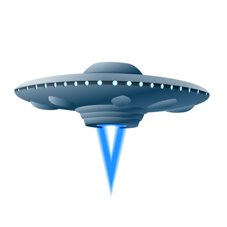 illustration of the ufo flying saucer starting in outer spaceのイラスト素材