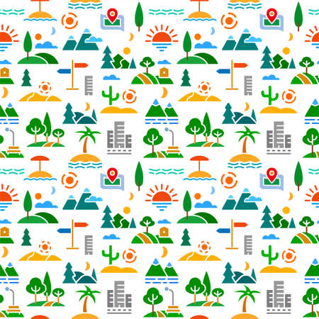 illustration of the nature and landscapes seamless clolor pattern