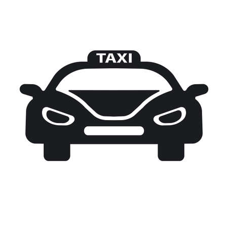 Illustration of the black icon pictogram taxi on the white backgroundのイラスト素材