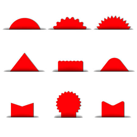 set of different advertising flags and stickers with no textのイラスト素材