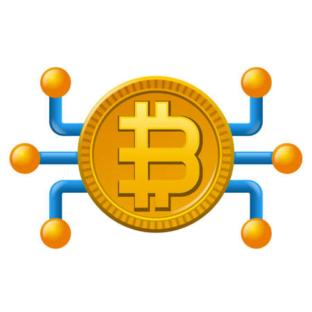 Illustration of the Blockchain And Cryptocurrency Bitcoin Colorful Iconのイラスト素材