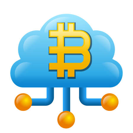 Cryptocurrency Bitcoin Cloud Colorful Concept Icon Illustrationのイラスト素材
