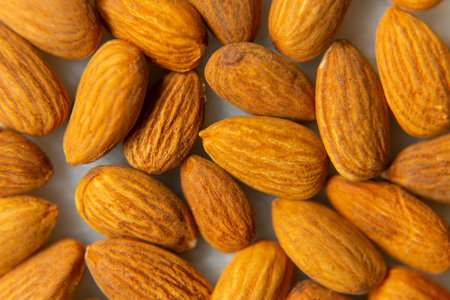 Close-up of almonds on a beautiful stand, Nuts are healthy.の写真素材