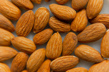 Close-up of almonds on a beautiful stand, Nuts are healthy.の写真素材