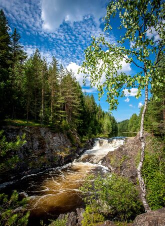 Kivach waterfall on the river Suna, Karelia, Russia, backgroundの写真素材