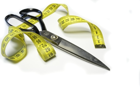 dressmaker scissors and meterの写真素材