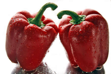 two red wet sweet pepper