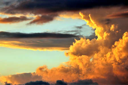 bright clouds in the sunset
