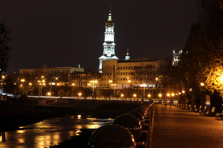 quay night city Kharkiv, Ukraineの写真素材
