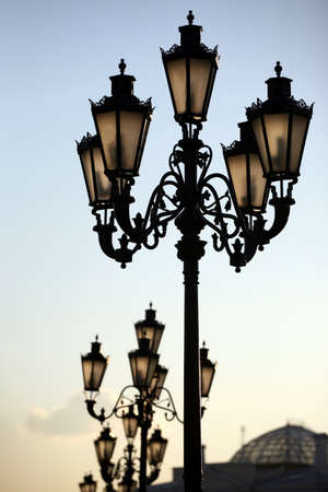 street lights against the sky