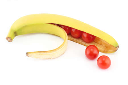 the tomatoes in the shell bananaの写真素材