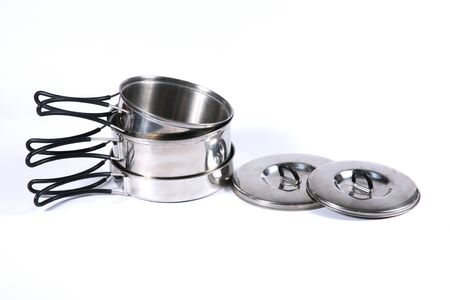 a set of metal utensils for tourismの写真素材