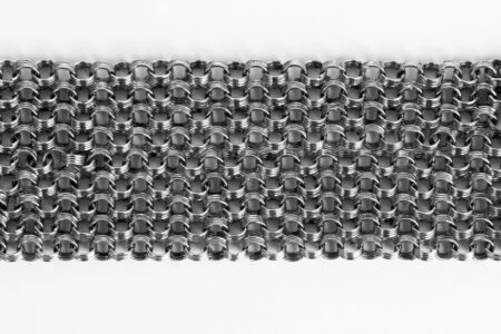 the many ranges of silver chains on white backgroundの写真素材