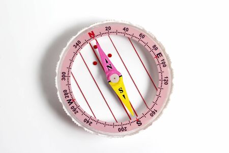 the compass lies on a white background