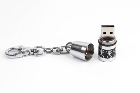 usb flash memory device in a hermetically sealed metal caseの写真素材
