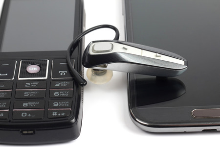 Bluetooth close up with a mobile phoneの写真素材