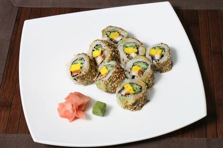 the good portion of sushi with vegetable fillingの写真素材