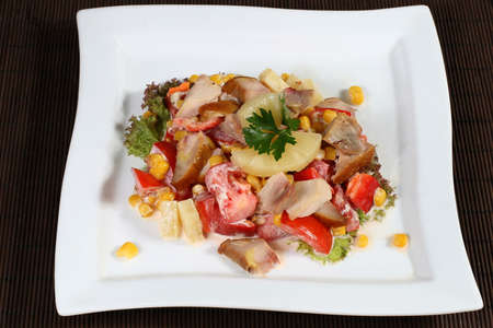 vegetable salad with pork and pineappleの写真素材