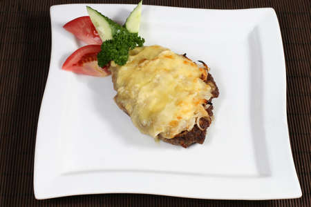 beef baked with cheese and vegetablesの写真素材