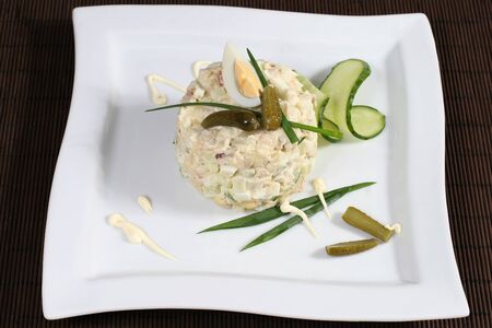 vegetable salad with egg and mayonnaiseの写真素材