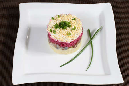 vegetable salad with herringの写真素材