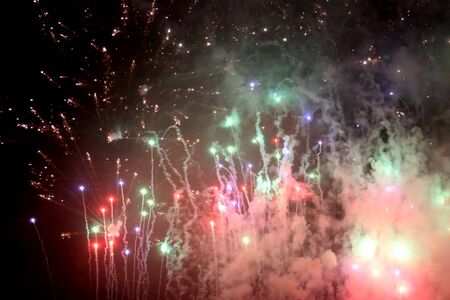colorful fireworks in the night skyの写真素材