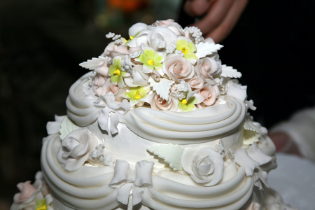 beautiful cake for wedding closeupの写真素材