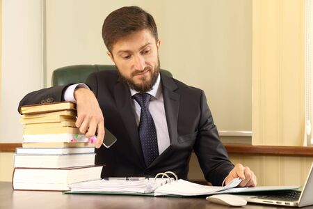 successful business people work with books and documentsの写真素材