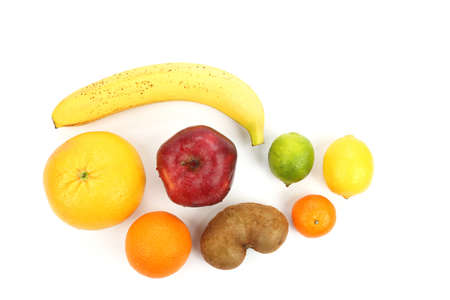 set of different fruits on white backgroundの写真素材