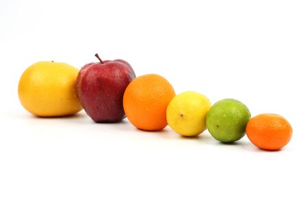 exhibited in a number of fruits on white backgroundの写真素材