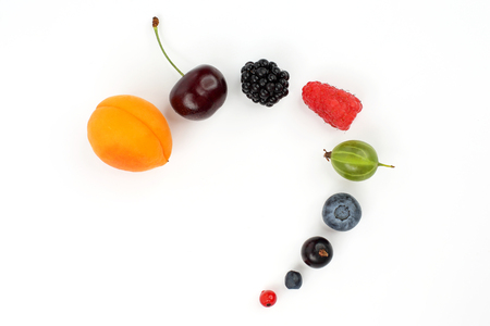 different berries laid out for each other on white backgroundの写真素材