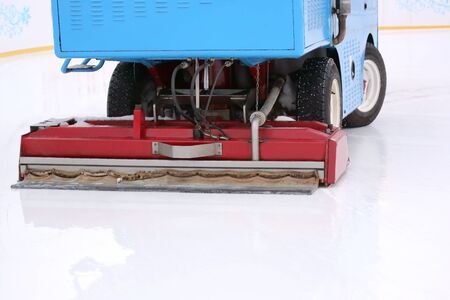 special machine ice harvester cleans the ice rinkの写真素材