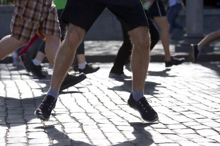 legs running athletes on the courseの写真素材