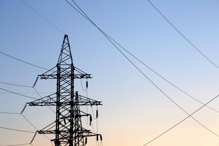 masts and wires on a background blue sky