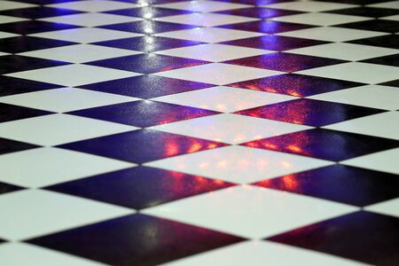 black and white tiles on the floorの写真素材