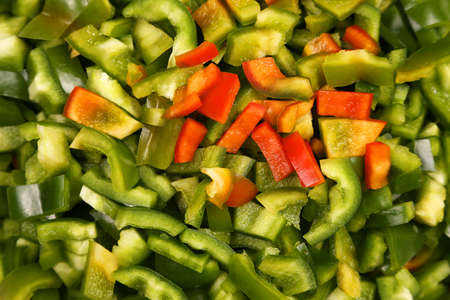 finely chopped sweet pepper closeupの写真素材