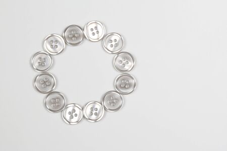 buttons on a white background in the shape of a circleの写真素材