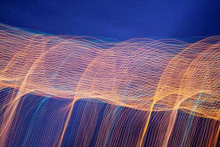 abstract night light wave lineの写真素材