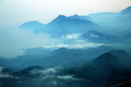 Mountainous area of the Mediterranean coast of Turkey at dusk
の写真素材