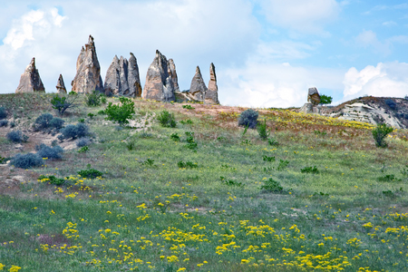 Volcanic rocks in Cappadocia valley, Turkeyの写真素材