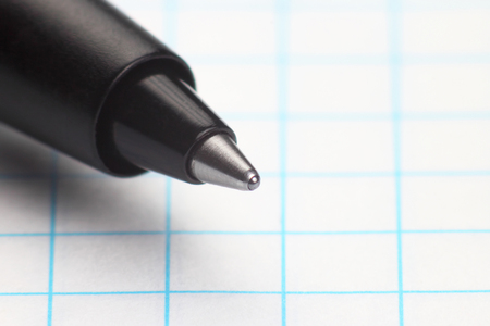 the tip of the pen for writing on the background of white paper in the boxの写真素材