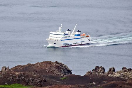 Ferry ship between the islands of Icelandの写真素材