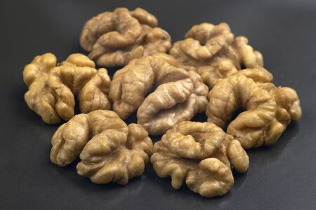 walnuts close-up on a gray background