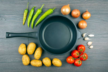 raw vegetables before cooking for frying and braising in a panの写真素材