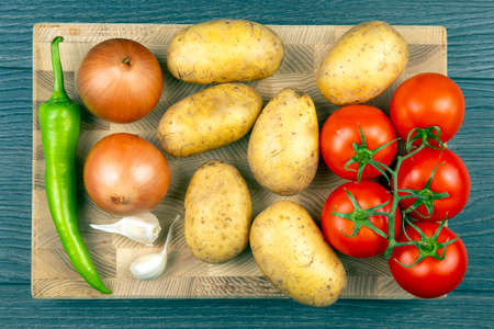 raw vegetables before cooking for frying and braising in a pan