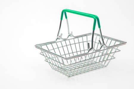 basket for shopping market groceries on white backgroundの写真素材