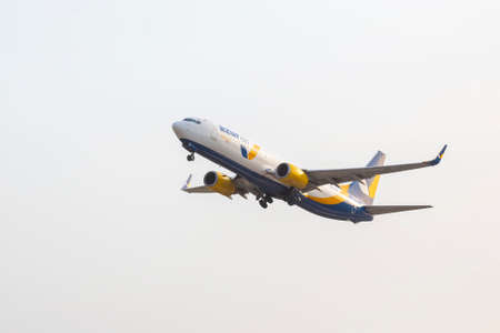 Kharkiv, Ukraine - August 08, 2021: Departure of a passenger aircraft at Kharkiv International...