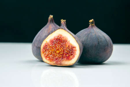 fresh figs on black and white background. vitamin organic healthy foodの写真素材