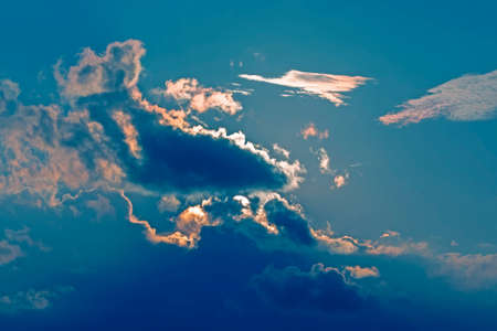 brightly contrasting cloudy sky at sunset