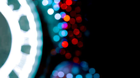 background blurred abstraction of colored lanterns and decorations. bokeh texture of street colored...